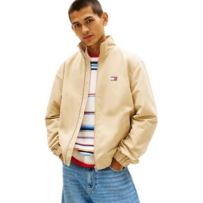 Tommy Jeans Herren Windbreaker Jacke mit Stretch-Bündchen und -Saum, Beige (Gentle Gold), M Tommy Jeans Herren Windbreaker Jacke mit Stretch-Bündchen und -Saum, Beige (Gentle Gold), M