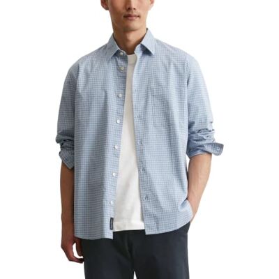 Marc O' Polo Marc OߴPolo Herren Hemd aus Bio-Baumwolle Regular Fit, Blau (Dark Blue Multi 01), L Marc O' Polo Marc OߴPolo Herren Hemd aus Bio-Baumwolle Regular Fit, Blau (Dark Blue Multi 01), L