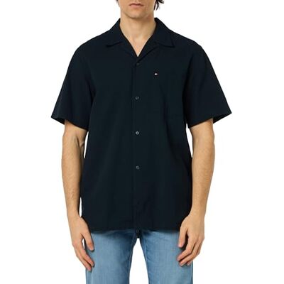 Tommy Hilfiger Herren Hemd Seersucker Solid Shirt Kurzarm, Blau (Desert Sky), S Tommy Hilfiger Herren Hemd Seersucker Solid Shirt Kurzarm, Blau (Desert Sky), S