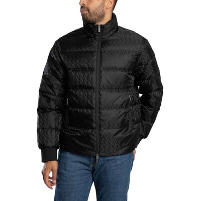 Armani Exchange Men's Essential, Padded Monogram Logo Texture Jacket, Black, XL Armani Exchange Men's Essential, Padded Monogram Logo Texture Jacket, Black, XL