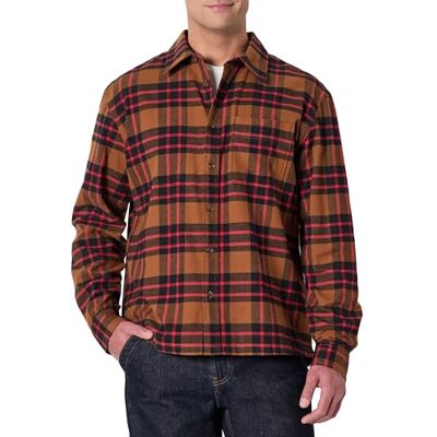 Amazon Herren Langärmliges Relaxed-Fit-Flanellhemd, Dunkles Kastanienbraun Rot Einfaches Plaid, S Amazon Herren Langärmliges Relaxed-Fit-Flanellhemd, Dunkles Kastanienbraun Rot Einfaches Plaid, S