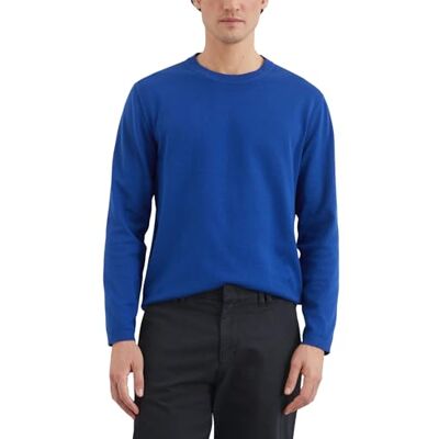 Marc O' Polo Herren Pullover aus Bio-Baumwolle mit Rundhalsausschnitt, Blau (Venom Blue), L Marc O' Polo Herren Pullover aus Bio-Baumwolle mit Rundhalsausschnitt, Blau (Venom Blue), L