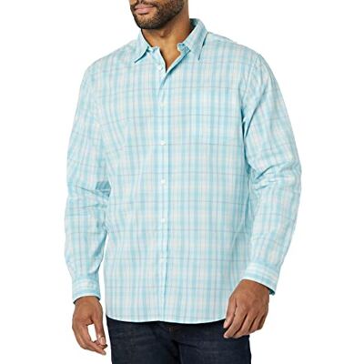 Amazon Herren Langärmeliges Hemd Aus Stretch-Popeline Mit Schlanker Passform, Hellblau Weiß Mittlere Karo, XS Amazon Herren Langärmeliges Hemd Aus Stretch-Popeline Mit Schlanker Passform, Hellblau Weiß Mittlere Karo, XS