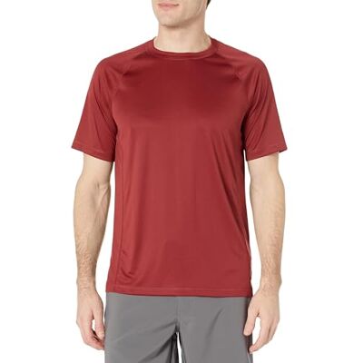 Amazon Herren Schmal Geschnittenes, Kurzärmeliges, Schnelltrocknendes UPF 50-Bade-T-Shirt, Ziegelrot, L Amazon Herren Schmal Geschnittenes, Kurzärmeliges, Schnelltrocknendes UPF 50-Bade-T-Shirt, Ziegelrot, L