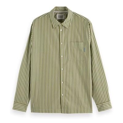Scotch & Soda Herren Poplin Shirt, Calla Green Stripe, S Scotch & Soda Herren Poplin Shirt, Calla Green Stripe, S
