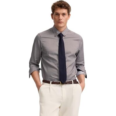 Bugatti Herren Hemd Modern Fit Bedruckt aus Baumwolle mit Button-Down-Kragen Bugatti Herren Hemd Modern Fit Bedruckt aus Baumwolle mit Button-Down-Kragen
