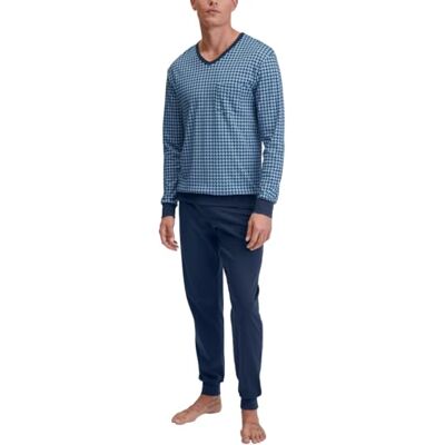 CALIDA Relax Streamline Bündchen-Pyjama Herren Insignia Blue 50 CALIDA Relax Streamline Bündchen-Pyjama Herren Insignia Blue 50