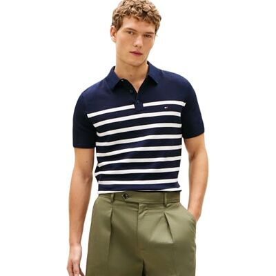 Tommy Hilfiger Herren Poloshirt Kurzarm Essential Cotton Knitted Dick, Blau (Desert Sky/Ivory Petal), XS Tommy Hilfiger Herren Poloshirt Kurzarm Essential Cotton Knitted Dick, Blau (Desert Sky/Ivory Petal), XS