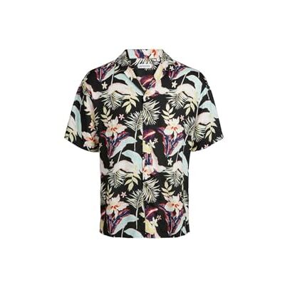 JACK & JONES Herren JJJEFF FLORAL AOP Resort Shirt SS Hemd 12252390 ,Schwarz ,S JACK & JONES Herren JJJEFF FLORAL AOP Resort Shirt SS Hemd 12252390 ,Schwarz ,S