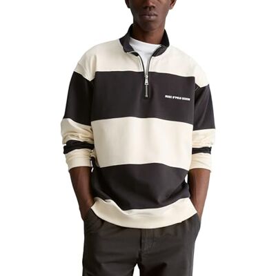 Marc O' Polo Marc OߴPolo Denim Herren Sweatshirt mit halbem Reißverschluss gestreift, Mehrfarbig (Black Multi 02), M Marc O' Polo Marc OߴPolo Denim Herren Sweatshirt mit halbem Reißverschluss gestreift, Mehrfarbig (Black Multi 02), M