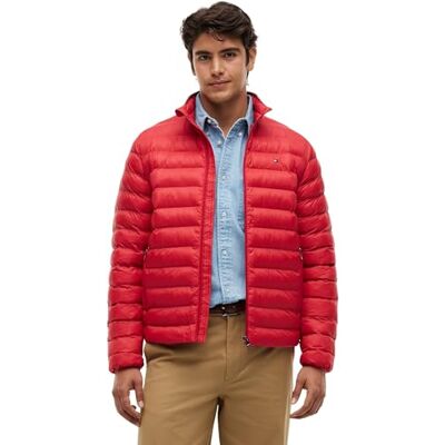 Tommy Hilfiger Herren Steppjacke Packable Recycled Jacket Relaxed Fit, Rot (Medium Red), S Tommy Hilfiger Herren Steppjacke Packable Recycled Jacket Relaxed Fit, Rot (Medium Red), S