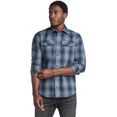 G-STAR RAW Herren Marine Slim Hemd, Mehrfarben (rank Blue Vanderbilt Check D20165-D412-G092), S G-STAR RAW Herren Marine Slim Hemd, Mehrfarben (rank Blue Vanderbilt Check D20165-D412-G092), S