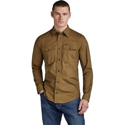 G-STAR RAW Herren Marine Slim Hemd, Grün (Dark Olive D20165-4481-C744), S G-STAR RAW Herren Marine Slim Hemd, Grün (Dark Olive D20165-4481-C744), S