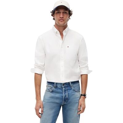 Tommy Hilfiger Herren Hemd Light Oxford Solid mit Stretch, Weiß (White), L Tommy Hilfiger Herren Hemd Light Oxford Solid mit Stretch, Weiß (White), L