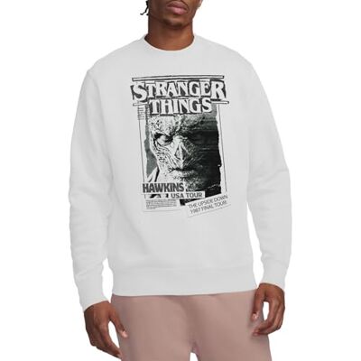 Stranger Things Newspaper Vecna Unisex Sweatshirt, Weiß, M Stranger Things Newspaper Vecna Unisex Sweatshirt, Weiß, M