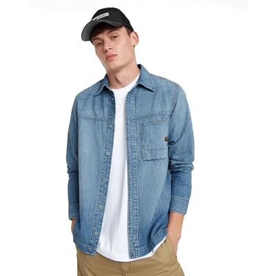 G-STAR RAW Herren 1-Pocket Regular Denim Hemd, Blau (Sun Faded Thames D24764-D539-G341), S G-STAR RAW Herren 1-Pocket Regular Denim Hemd, Blau (Sun Faded Thames D24764-D539-G341), S