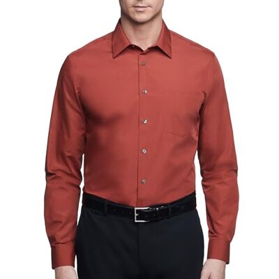 Van Heusen Herren Popeline, Normale Passform, Fester Spitzkragen Klassisches Hemd, Kaki-Orange, 42 cm Hals 91 cm-94 cm Ärmel Van Heusen Herren Popeline, Normale Passform, Fester Spitzkragen Klassisches Hemd, Kaki-Orange, 42 cm Hals 91 cm-94 cm Ärmel