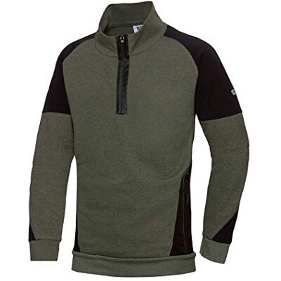 BP 1828-293-7332-S Herren-Sweatshirt mit halbem Reißverschluss, Lange Ärmel, hoher Kragen mit Reißverschluss, 280,00 g/m² Stoffmischung mit Stretch, oliv/schwarz, S BP 1828-293-7332-S Herren-Sweatshirt mit halbem Reißverschluss, Lange Ärmel, hoher Kragen mit Reißverschluss, 280,00 g/m² Stoffmischung mit Stretch, oliv/schwarz, S
