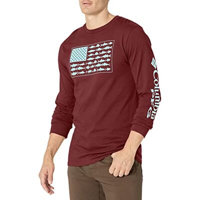 Columbia Herren Langarm Outdoor Angeln Camping Wandern T-Shirt, Rich Wine with Gulfstream, L Columbia Herren Langarm Outdoor Angeln Camping Wandern T-Shirt, Rich Wine with Gulfstream, L