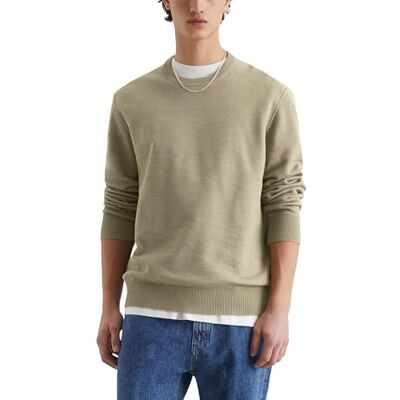 Marc O' Polo Denim Herren Pullover aus Bio-Baumwolle Loose Fit, Grün (Dusky Green), XXL Marc O' Polo Denim Herren Pullover aus Bio-Baumwolle Loose Fit, Grün (Dusky Green), XXL