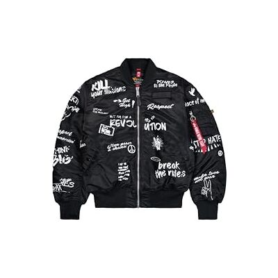 Alpha Herren MA-1 Peace Bomberjacke, Black, L Alpha Herren MA-1 Peace Bomberjacke, Black, L