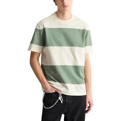 Marc O' Polo Marc OߴPolo Denim Herren T-Shirt mit Rundhalsausschnitt gestreift, Grün (Light Green Multi 02), L Marc O' Polo Marc OߴPolo Denim Herren T-Shirt mit Rundhalsausschnitt gestreift, Grün (Light Green Multi 02), L