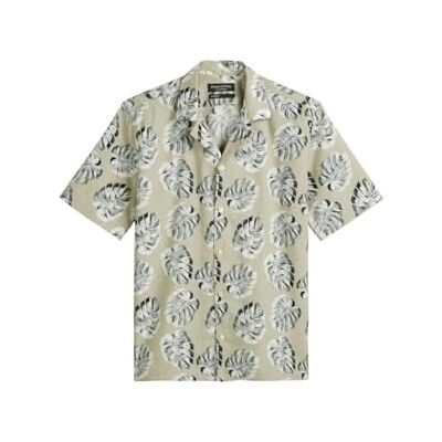 Marc O' Polo Herren Kurzarmhemd aus Leinen-Baumwoll-Mix mit Allover-Print, Beige (Multi/Pure Cashmere), XXL Marc O' Polo Herren Kurzarmhemd aus Leinen-Baumwoll-Mix mit Allover-Print, Beige (Multi/Pure Cashmere), XXL