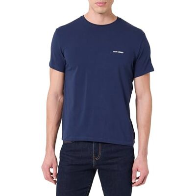 Pepe Jeans Herren M Basic Logo Stretch T-Shirt, Blau (Marineblau), S Pepe Jeans Herren M Basic Logo Stretch T-Shirt, Blau (Marineblau), S
