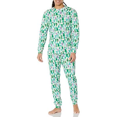 Amazon Herren Pyjamaset, Strick, Ecru Weihnachtsbaum, L Amazon Herren Pyjamaset, Strick, Ecru Weihnachtsbaum, L