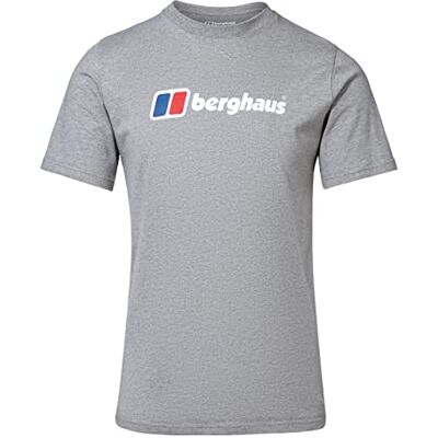 Berghaus Herren Organic T-Shirt mit großem klassischem Logo T-Shirt, Grau-Meliert (BCI), S Berghaus Herren Organic T-Shirt mit großem klassischem Logo T-Shirt, Grau-Meliert (BCI), S
