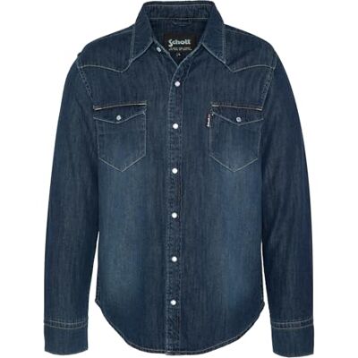 Schott NYC Jeanshemd, Langarm, Schott SHTULSA Blue, blau, 56 Schott NYC Jeanshemd, Langarm, Schott SHTULSA Blue, blau, 56