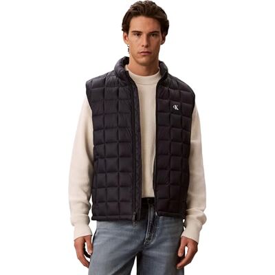 Calvin Herren Weste Nylon Quilted mit Stehkragen, Blau (Dark Sapphire), M Calvin Herren Weste Nylon Quilted mit Stehkragen, Blau (Dark Sapphire), M