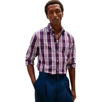 Tommy Hilfiger Herren Hemd Poplin Medium Check Freizeithemd, Blau (Preppy Navy/Check), M Tommy Hilfiger Herren Hemd Poplin Medium Check Freizeithemd, Blau (Preppy Navy/Check), M
