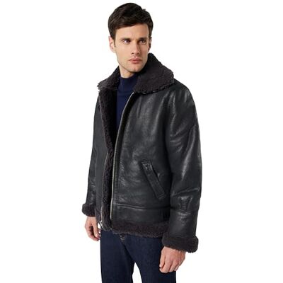 Schott NYC Herren Lc1259 Lederjacke, Schwarz/Grau, XL Schott NYC Herren Lc1259 Lederjacke, Schwarz/Grau, XL
