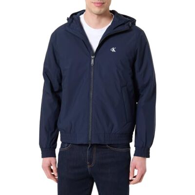 Calvin Herren Windbreaker Jacke Hooded Ripstop Harrington mit Kapuze, Blau (Dark Sapphire), S Calvin Herren Windbreaker Jacke Hooded Ripstop Harrington mit Kapuze, Blau (Dark Sapphire), S