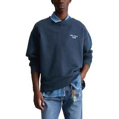 Marc O' Polo Marc OߴPolo Denim Herren Sweatshirt aus Bio-Baumwolle mit Rückenprint, Blau (North Sea), XL Marc O' Polo Marc OߴPolo Denim Herren Sweatshirt aus Bio-Baumwolle mit Rückenprint, Blau (North Sea), XL