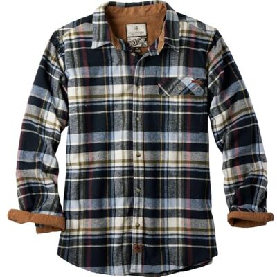 Legendary Whitetails Herren Buck Camp Flanellhemd Hemd mit Button-Down-Kragen, Midnight Water Plaid, L Legendary Whitetails Herren Buck Camp Flanellhemd Hemd mit Button-Down-Kragen, Midnight Water Plaid, L