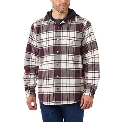 Carhartt Herren Übergangsjacke Flannel Fleece Lined Hooded, Farbe:Malt, Größe: S Carhartt Herren Übergangsjacke Flannel Fleece Lined Hooded, Farbe:Malt, Größe: S