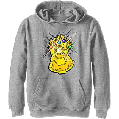 Marvel Herren Gold Gauntlet Hoodie, Sportlich Heather, L Marvel Herren Gold Gauntlet Hoodie, Sportlich Heather, L