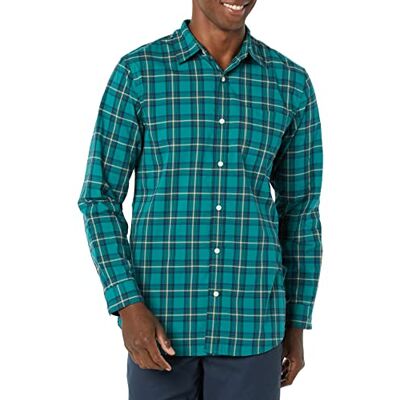Amazon Herren Langärmeliges Hemd Aus Stretch-Popeline Mit Schlanker Passform, Grün Gold Kariert, XXL Amazon Herren Langärmeliges Hemd Aus Stretch-Popeline Mit Schlanker Passform, Grün Gold Kariert, XXL