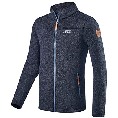 Black Crevice Herren Fleecejacke aus 100% Polyester mit Strickoptik, Herren Fleecejacke mit Seitentaschen & Brusttasche, Weiches Fleece, Blue, XL Black Crevice Herren Fleecejacke aus 100% Polyester mit Strickoptik, Herren Fleecejacke mit Seitentaschen & Brusttasche, Weiches Fleece, Blue, XL