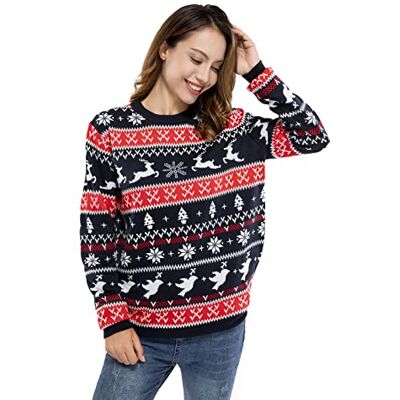 U LOOK UGLY TODAY Hässlicher Weihnachtspullover Damen Unisex lustig Chunky Fair Isle Gestrickter Festlicher Pullover Ugly Christmas Sweater für Party Rot XL U LOOK UGLY TODAY Hässlicher Weihnachtspullover Damen Unisex lustig Chunky Fair Isle Gestrickter Festlicher Pullover Ugly Christmas Sweater für Party Rot XL