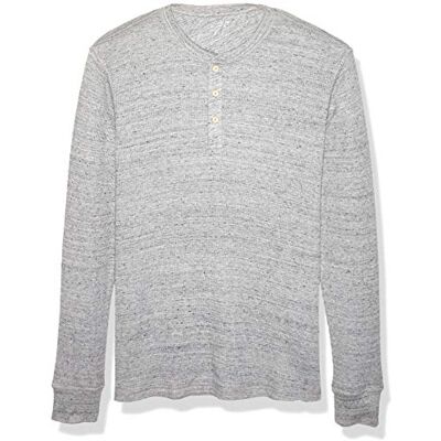 Amazon Herren Waffel-Henley Langarmshirt Normale Passform, Hellgrau Meliert, L Amazon Herren Waffel-Henley Langarmshirt Normale Passform, Hellgrau Meliert, L