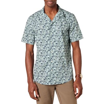 Amazon Herren Vacation Cotton Button-Down Resort Shirt Short Sleeve Blue Floral Medium Amazon Herren Vacation Cotton Button-Down Resort Shirt Short Sleeve Blue Floral Medium
