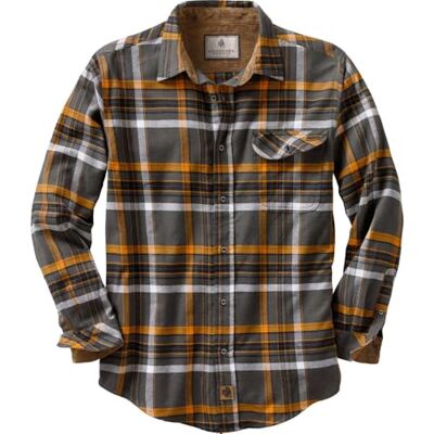 Legendary Whitetails Buck Camp Herren-Flanellhemd, langärmelig, Karohemd mit Knopfleiste, Freizeithemd für Herren mit Kordsamt-Ärmelbündchen, Herbst- und Winterkleidung, grau-orange (Platinum Plaid), Legendary Whitetails Buck Camp Herren-Flanellhemd, langärmelig, Karohemd mit Knopfleiste, Freizeithemd für Herren mit Kordsamt-Ärmelbündchen, Herbst- und Winterkleidung, grau-orange (Platinum Plaid),