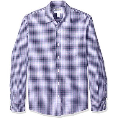 Amazon Herren Langärmeliges Business Hemd aus Popeline Schmale Passform, Blau Purpur Vichy-muster, S Amazon Herren Langärmeliges Business Hemd aus Popeline Schmale Passform, Blau Purpur Vichy-muster, S