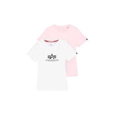 Alpha Damen New Basic 2 Pack T-Shirt, White/Pastel Pink, S Alpha Damen New Basic 2 Pack T-Shirt, White/Pastel Pink, S
