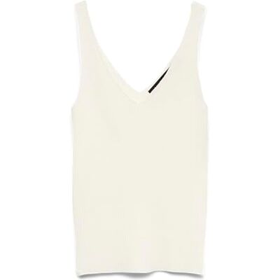 VERO MODA Damen Geripptes Struktur Top Einfarbiges V-Ausschnitt Sleeveless Oberteil Ärmellos VMGLORY, Farben:Weiß, Größe:L VERO MODA Damen Geripptes Struktur Top Einfarbiges V-Ausschnitt Sleeveless Oberteil Ärmellos VMGLORY, Farben:Weiß, Größe:L