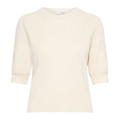 ICHI IHBOSTON Damen Pullover Sweater Pulli mit Rundhals Puffärmel Rippbündchen Rippkragen Regular fit, Größe:XL, Farbe:Almond Milk (124301) ICHI IHBOSTON Damen Pullover Sweater Pulli mit Rundhals Puffärmel Rippbündchen Rippkragen Regular fit, Größe:XL, Farbe:Almond Milk (124301)