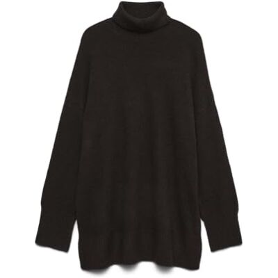 VERO MODA Damen Vmaquarius Ls Highneck Long Pullover Bf, Chocolate Torte, M VERO MODA Damen Vmaquarius Ls Highneck Long Pullover Bf, Chocolate Torte, M